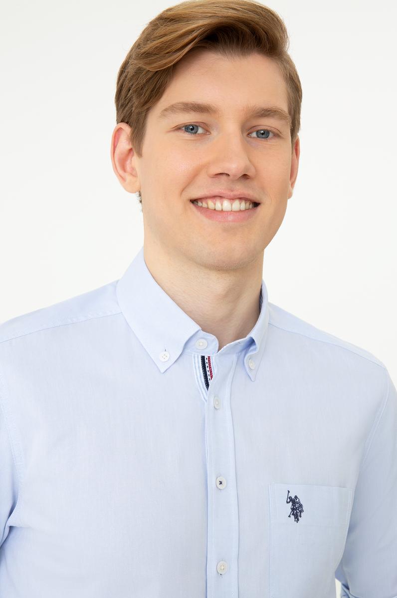 Erkek Açık Mavi Uzun Kollu Gömlek