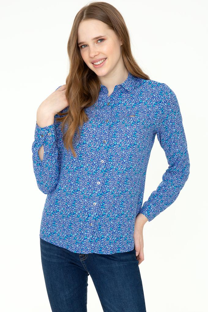 Kadın Mavi Gömlek Uzunkol