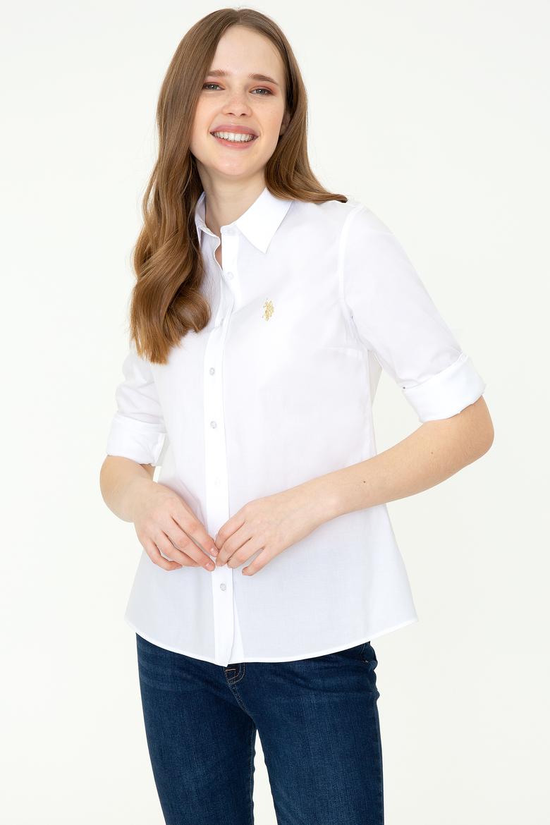 Kadın Beyaz Uzun Kollu Basic Gömlek