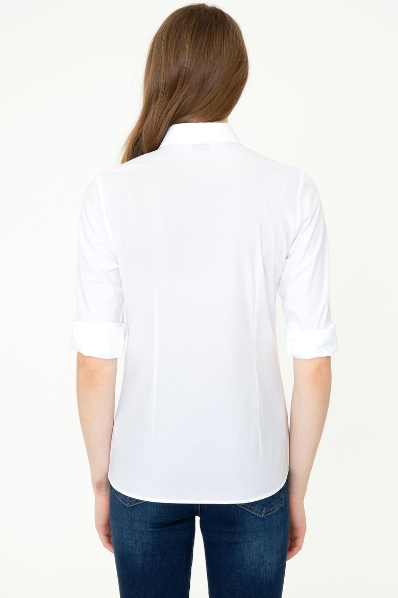 Kadın Beyaz Uzun Kollu Basic Gömlek - 50246462005