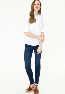 Kadın Beyaz Uzun Kollu Basic Gömlek - 50246462005