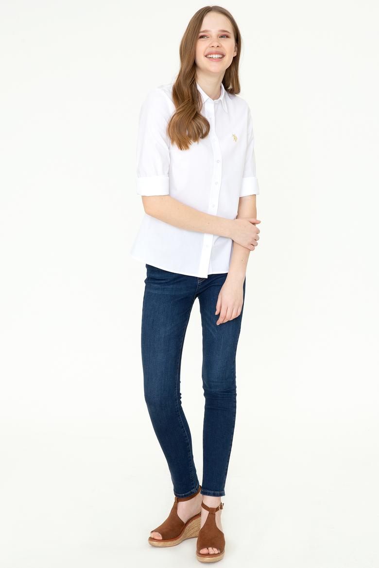 Kadın Beyaz Uzun Kollu Basic Gömlek - 50246462005