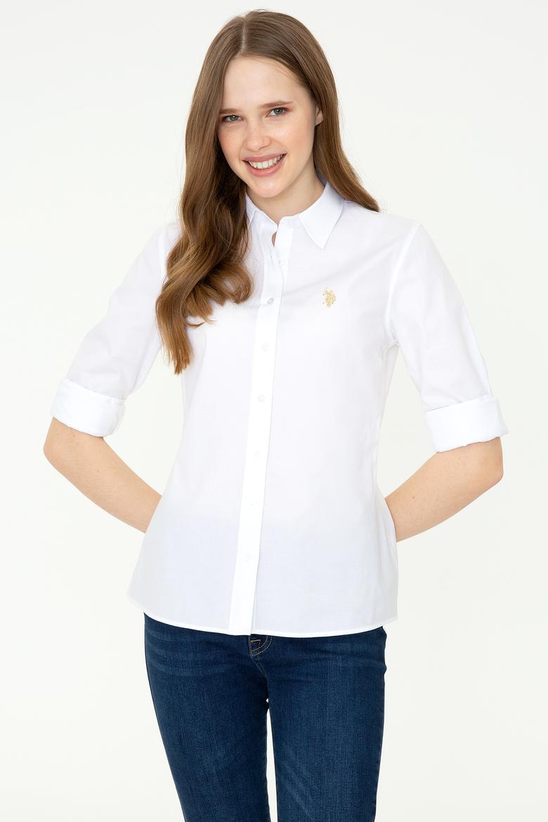 Kadın Beyaz Uzun Kollu Basic Gömlek - 50246462005