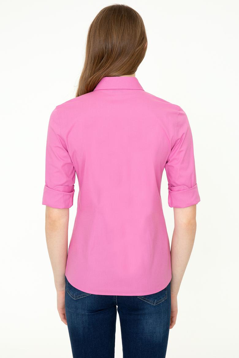 Kadın Pembe Uzun Kollu Basic Gömlek - 50246462012
