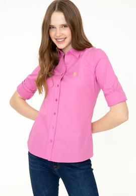 Kadın Pembe Uzun Kollu Basic Gömlek - 50246462012