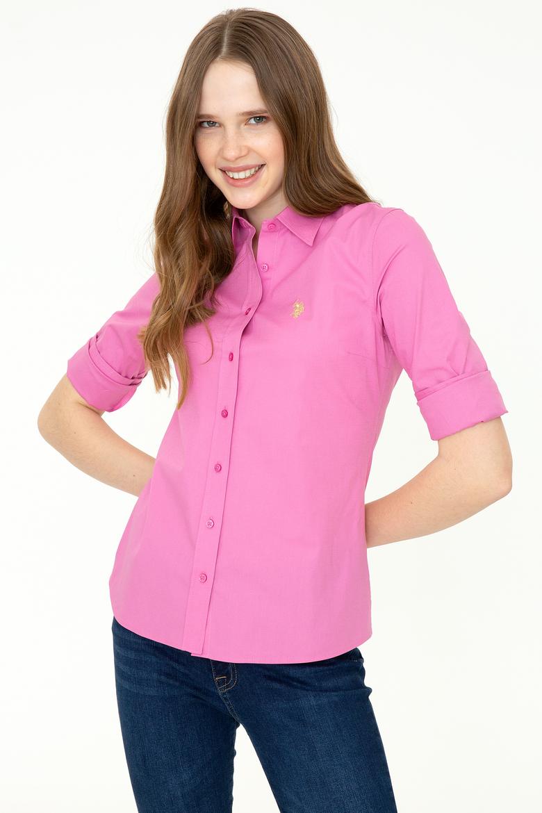 Kadın Pembe Uzun Kollu Basic Gömlek