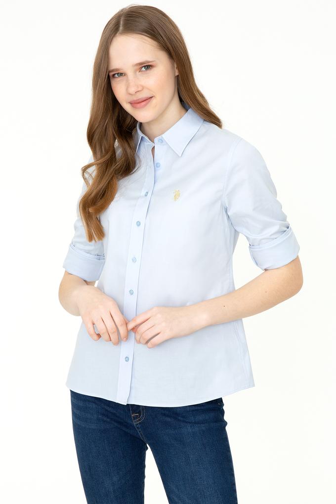 Kadın Açık Mavi Uzun Kollu Basic Gömlek