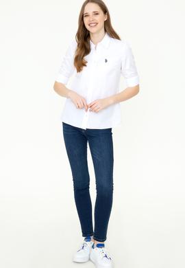 Kadın Beyaz Uzun Kollu Basic Gömlek - 50253658004