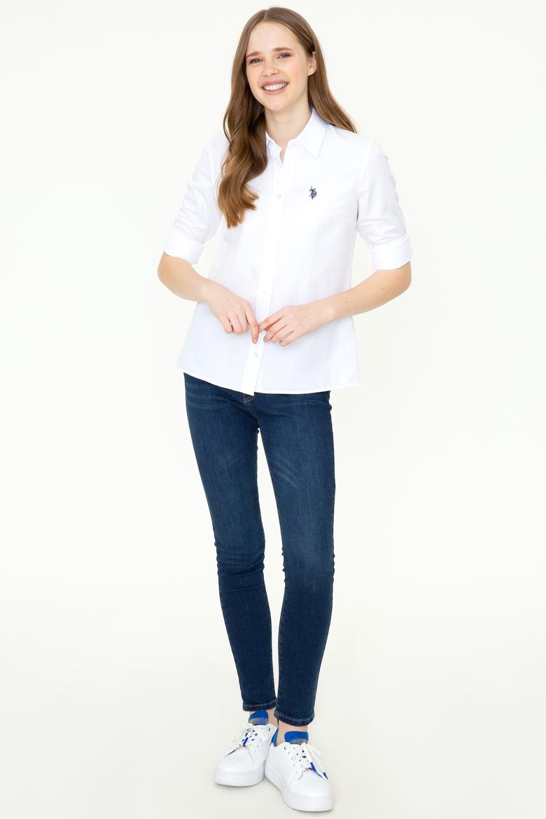 Kadın Beyaz Uzun Kollu Basic Gömlek - 50253658004