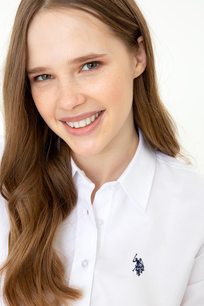 Kadın Beyaz Uzun Kollu Basic Gömlek - 50253658004