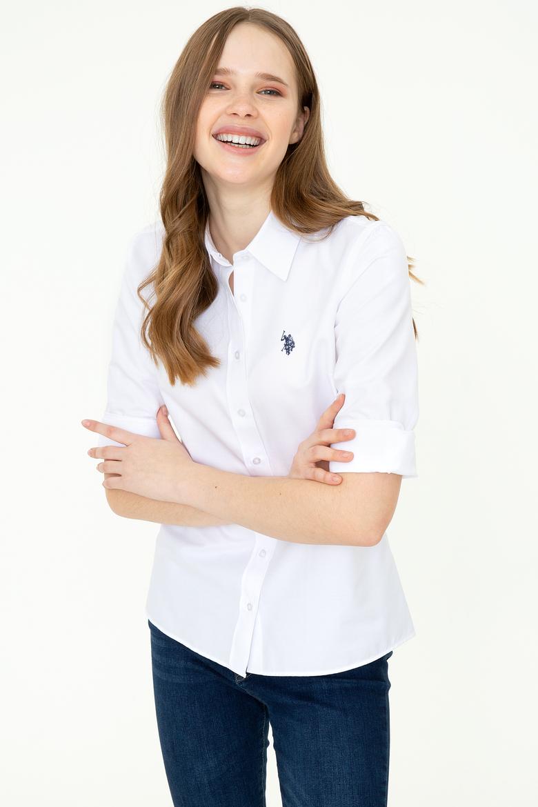 Kadın Beyaz Uzun Kollu Basic Gömlek - 50253658004