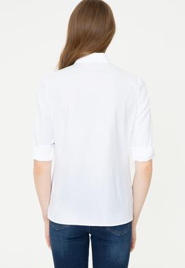 Kadın Beyaz Uzun Kollu Basic Gömlek - 50253658004