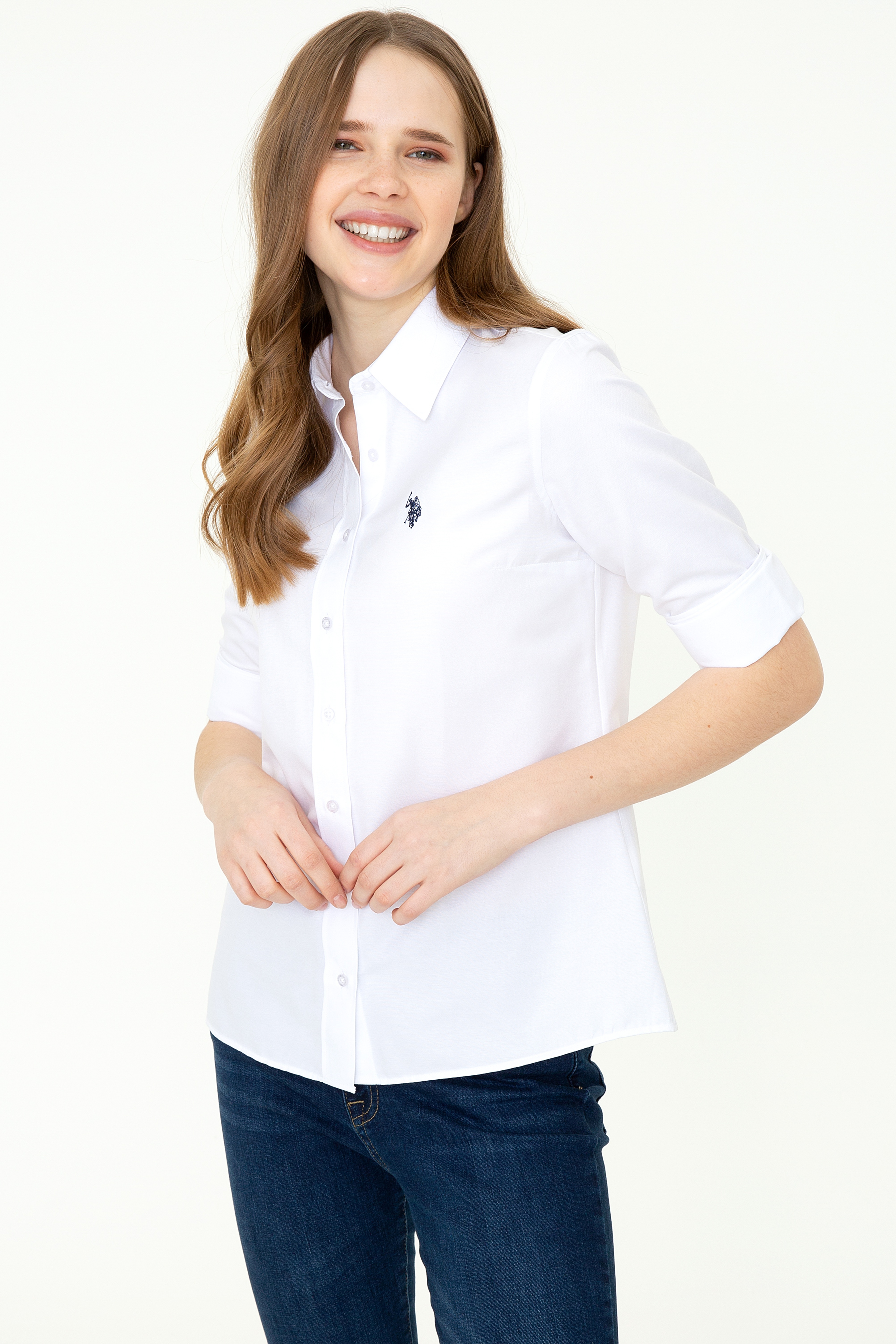 Kadın Beyaz Uzun Kollu Basic Gömlek