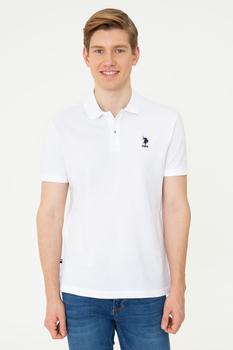 Erkek Beyaz Polo Yaka Basic T-Shirt