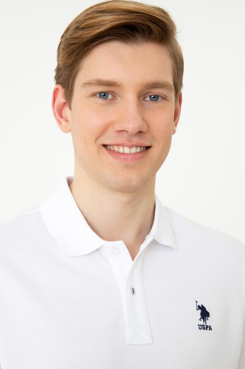 Erkek Beyaz Polo Yaka Basic T-Shirt