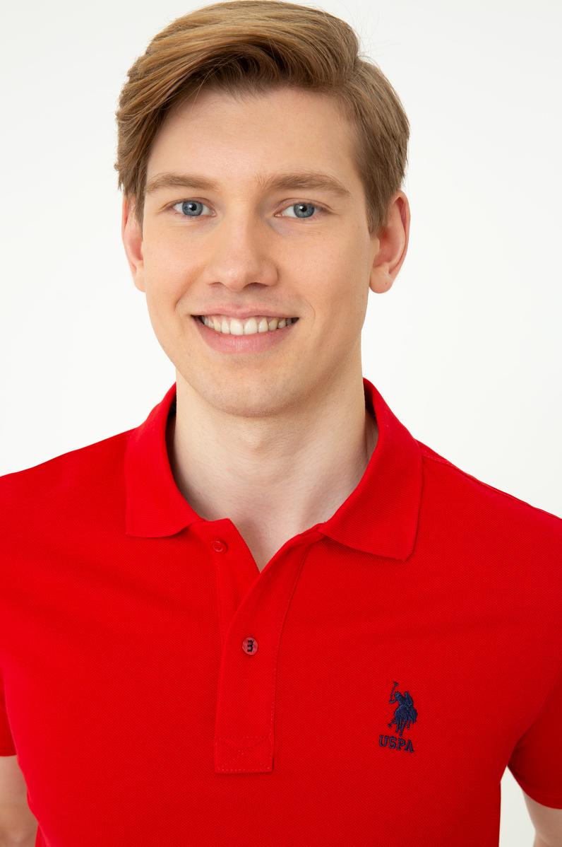 Erkek Kırmızı Basic Polo Yaka Tişört