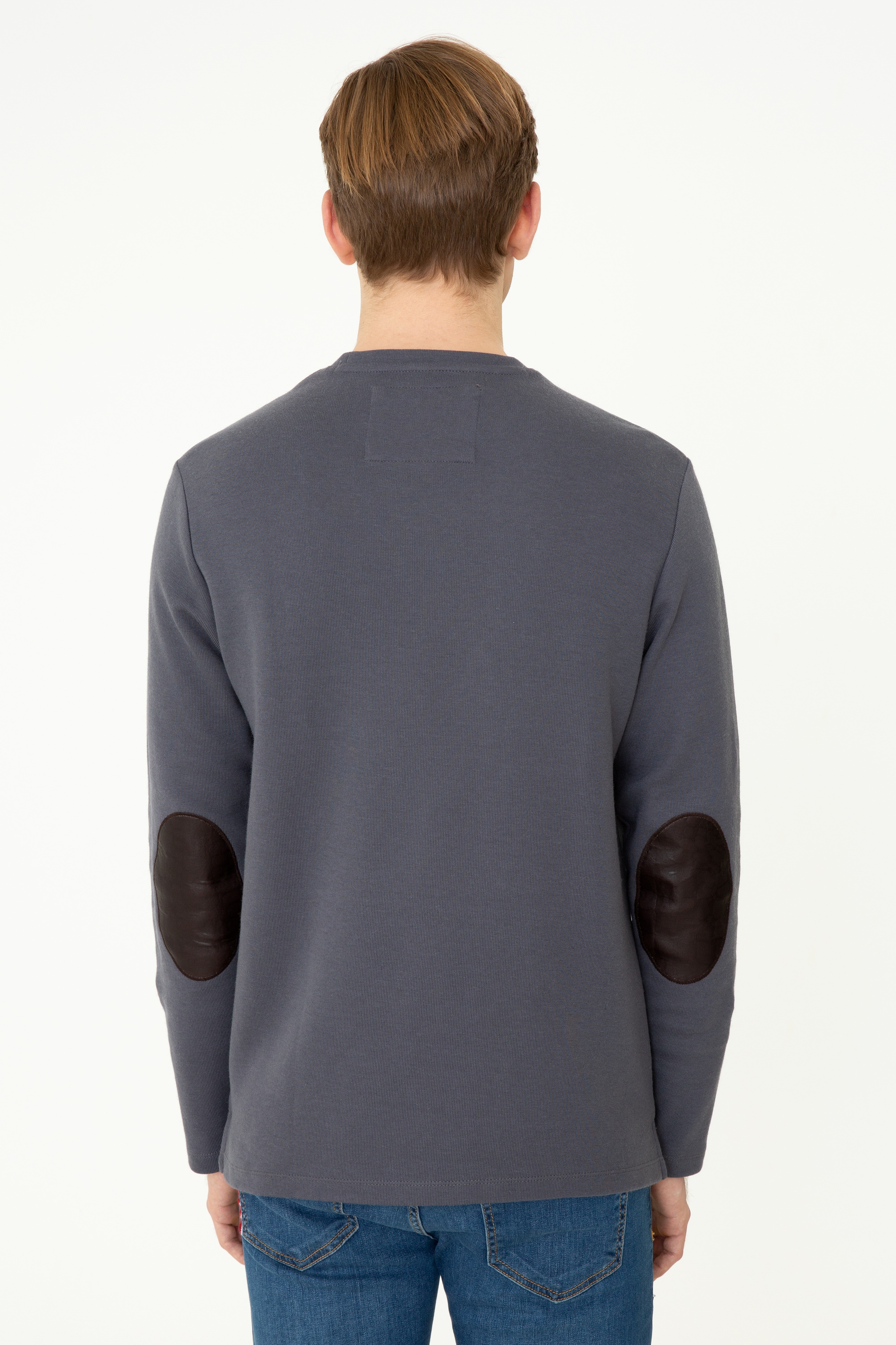 Erkek Antrasit Bisiklet Yaka Sweatshirt - Image 4