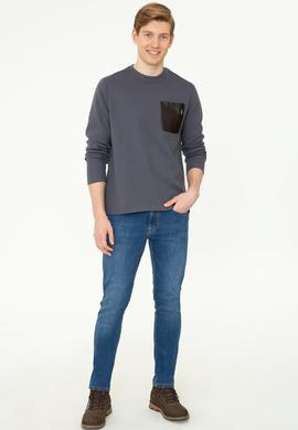 Erkek Antrasit Bisiklet Yaka Sweatshirt - 50241367001