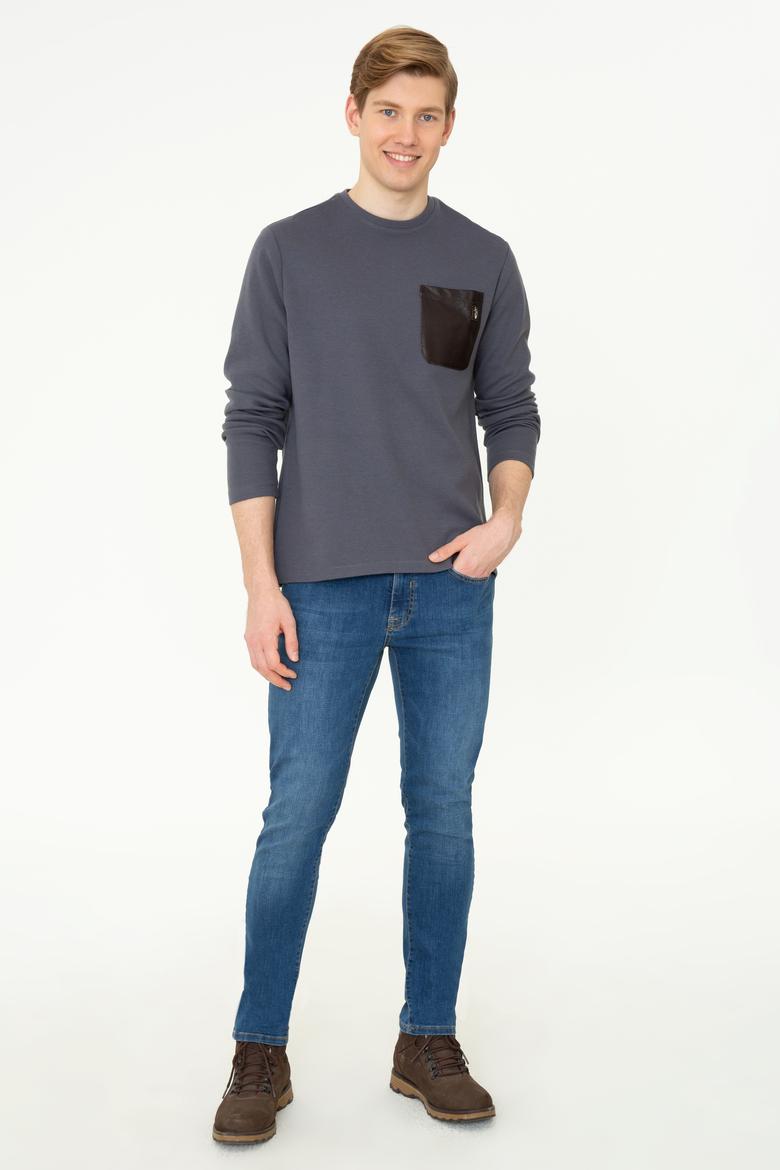 Erkek Antrasit Bisiklet Yaka Sweatshirt - 50241367001