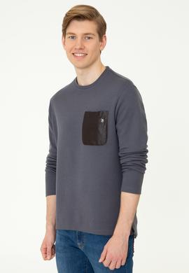 Erkek Antrasit Bisiklet Yaka Sweatshirt - 50241367001