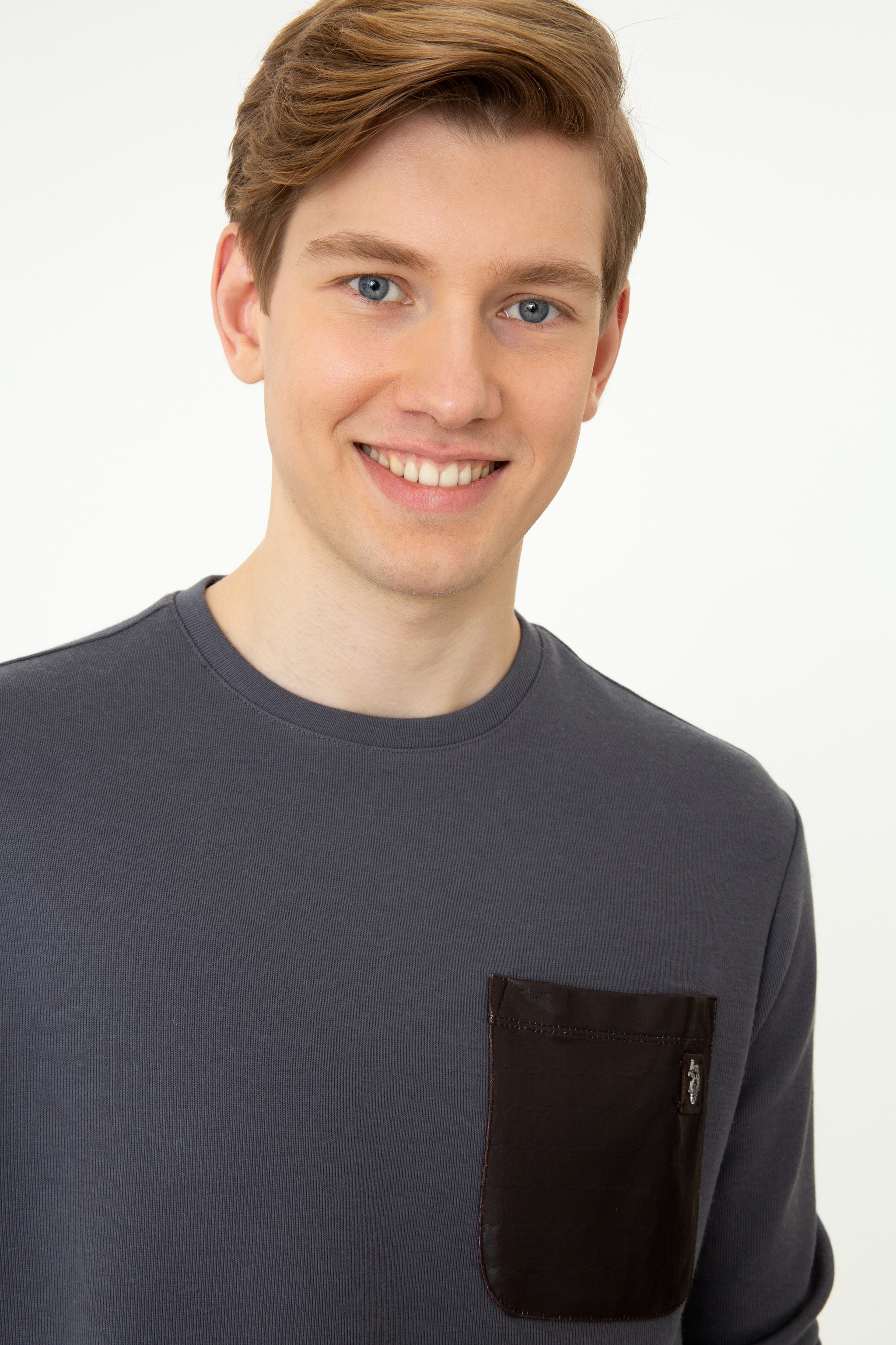 Erkek Antrasit Bisiklet Yaka Sweatshirt - Image 2