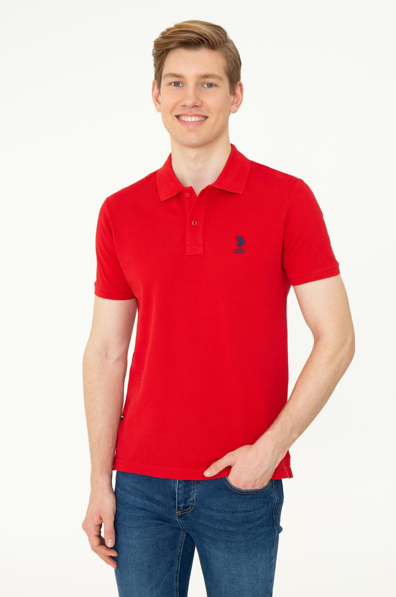 Erkek Kırmızı Basic Polo Yaka Tişört