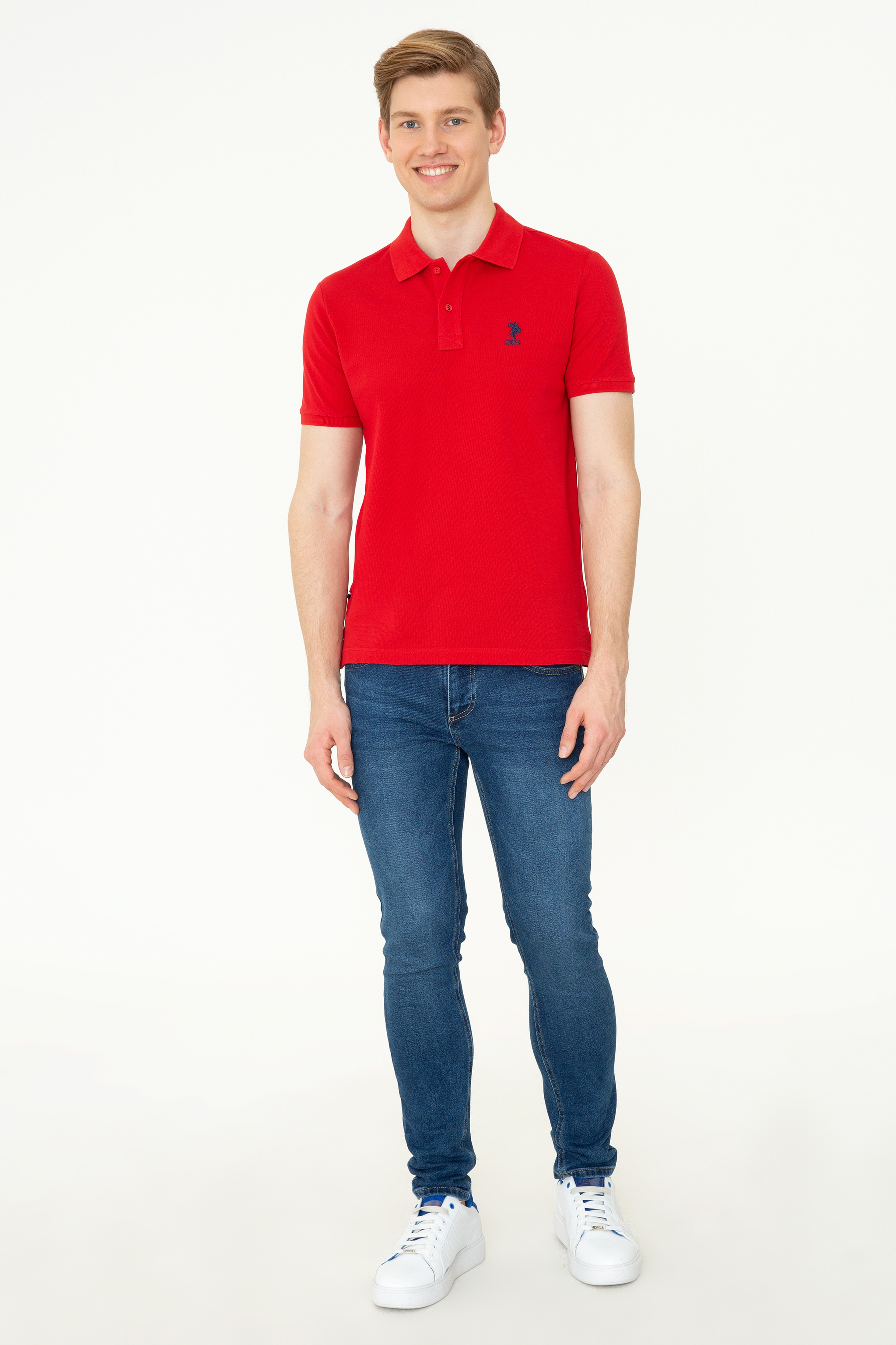 Erkek Kırmızı Basic Polo Yaka Tişört
