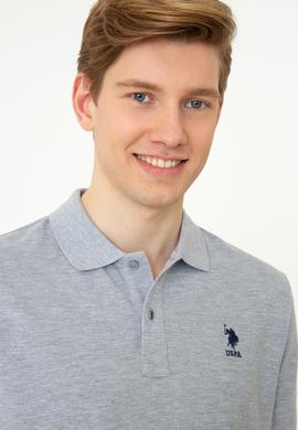 Erkek Gri Melanj Polo Yaka Basic T-Shirt - 50248548134