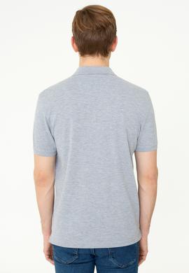 Erkek Gri Melanj Polo Yaka Basic T-Shirt - 50248548134