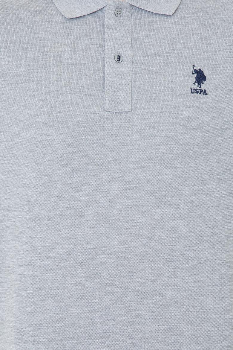 Erkek Gri Melanj Polo Yaka Basic T-Shirt - 50248548134