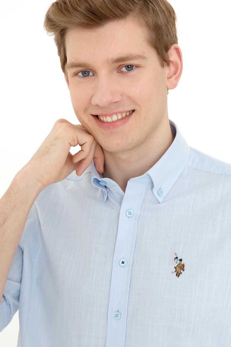 Erkek Açık Mavi Uzun Kollu Basic Gömlek - 50246561006