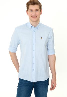 Erkek Açık Mavi Uzun Kollu Basic Gömlek - 50246561006