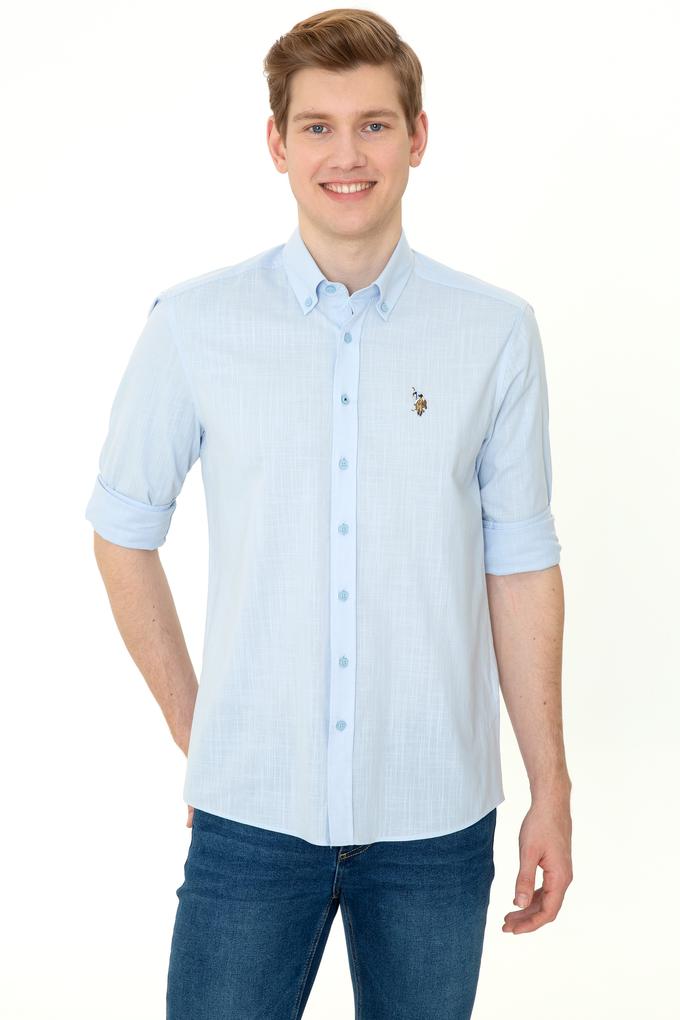 Erkek Açık Mavi Uzun Kollu Basic Gömlek