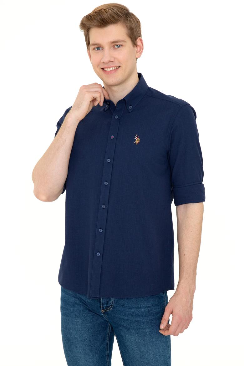 Erkek Lacivert Uzun Kollu Basic Gömlek - 50246561026