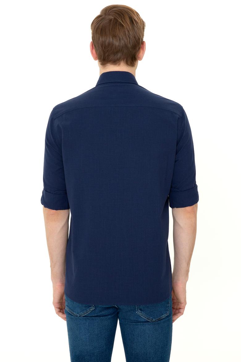 Erkek Lacivert Uzun Kollu Basic Gömlek - 50246561026