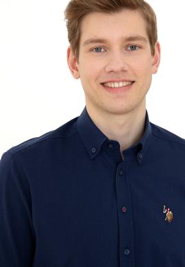 Erkek Lacivert Uzun Kollu Basic Gömlek - 50246561026