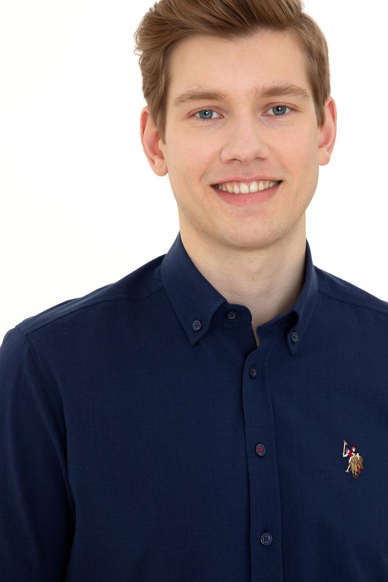 Erkek Lacivert Uzun Kollu Basic Gömlek - 50246561026