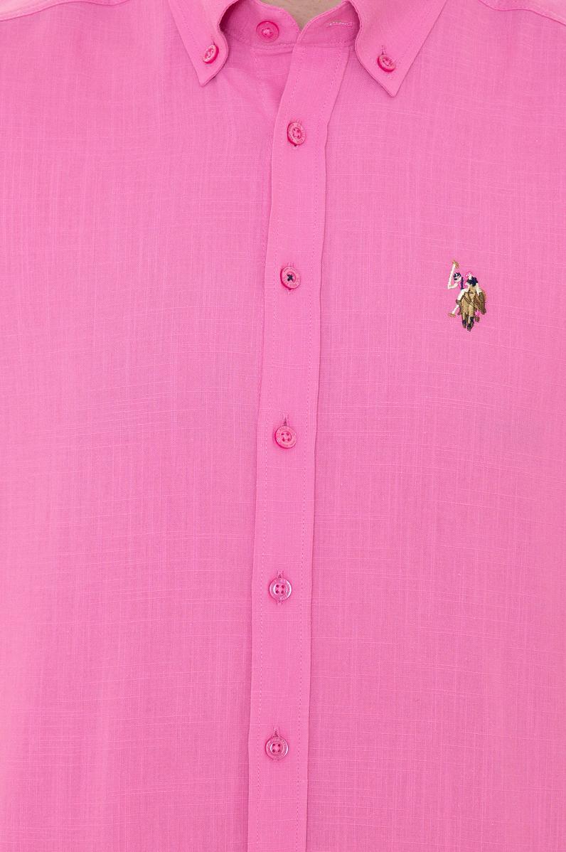 Erkek Pembe Uzun Kollu Basic Gömlek