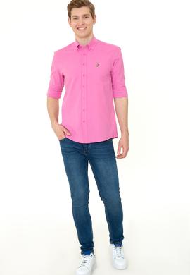 Erkek Pembe Uzun Kollu Basic Gömlek - 50246561039