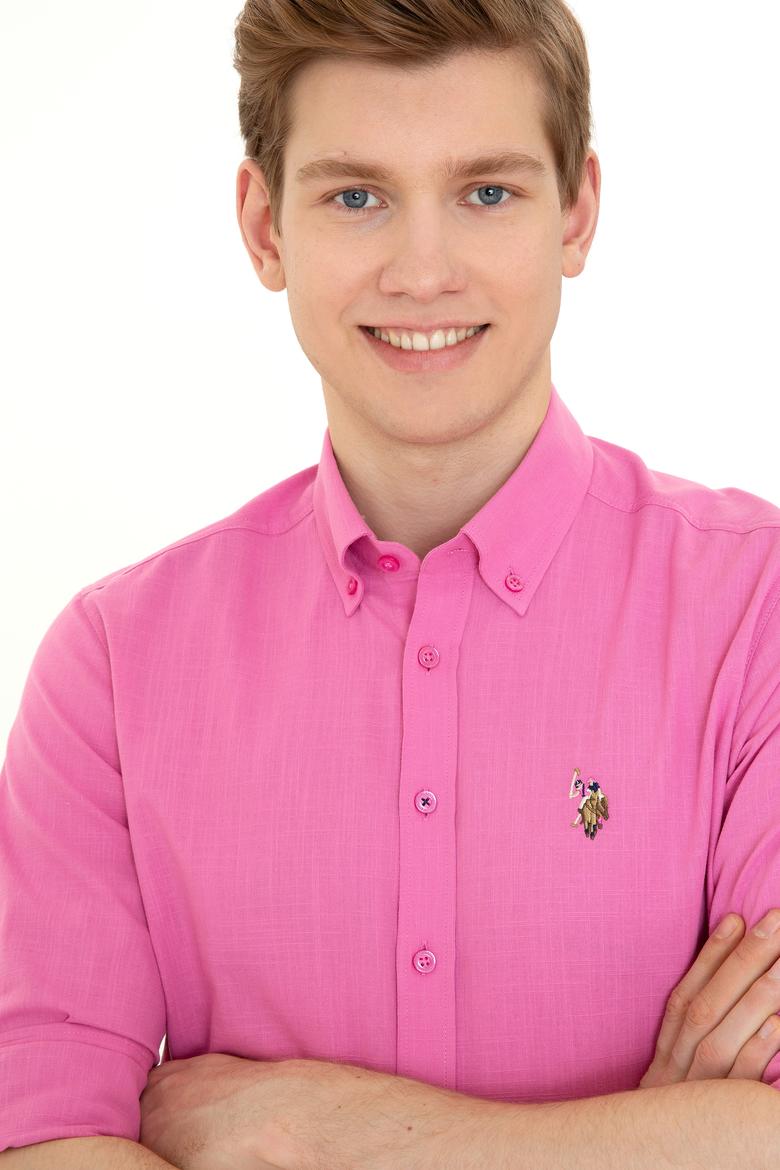 Erkek Pembe Uzun Kollu Basic Gömlek - 50246561039