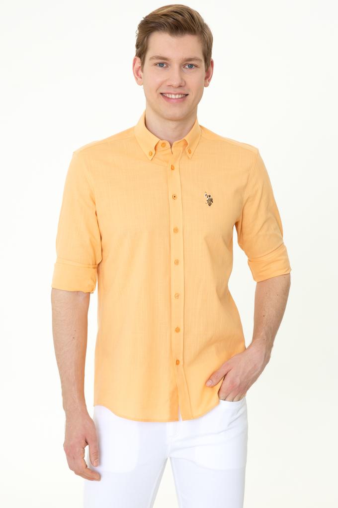 Erkek Turuncu Uzun Kollu Basic Gömlek