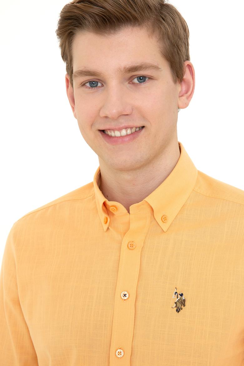 Erkek Turuncu Uzun Kollu Basic Gömlek - 50246561047