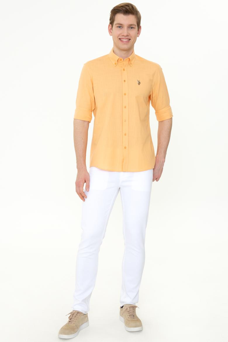 Erkek Turuncu Uzun Kollu Basic Gömlek - 50246561047