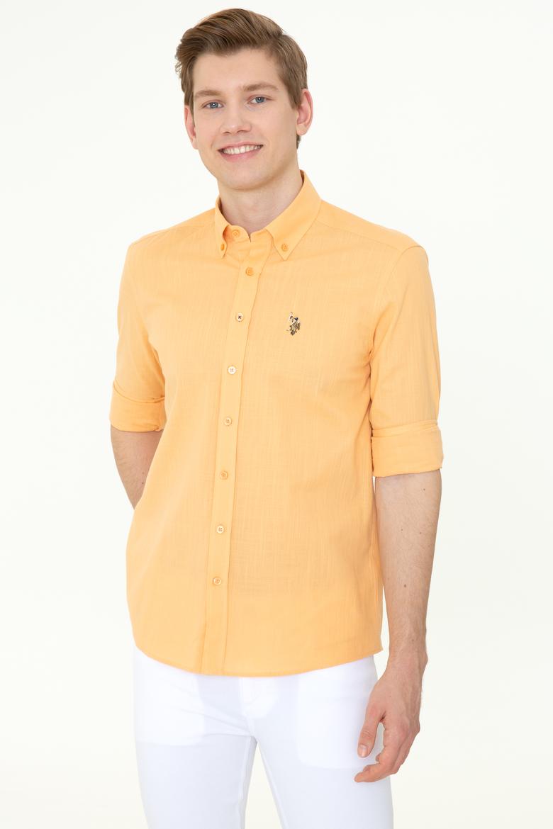 Erkek Turuncu Uzun Kollu Basic Gömlek - 50246561047