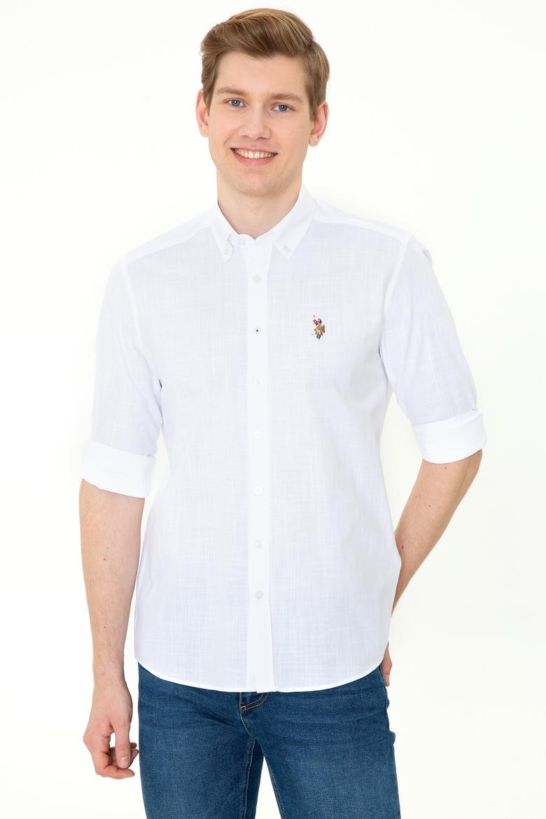 Erkek Beyaz Uzun Kollu Basic Gömlek