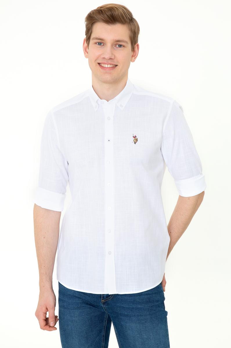 Erkek Beyaz Uzun Kollu Basic Gömlek