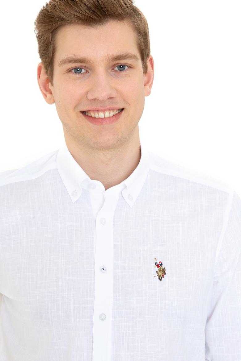 Erkek Beyaz Uzun Kollu Basic Gömlek - 50246561016