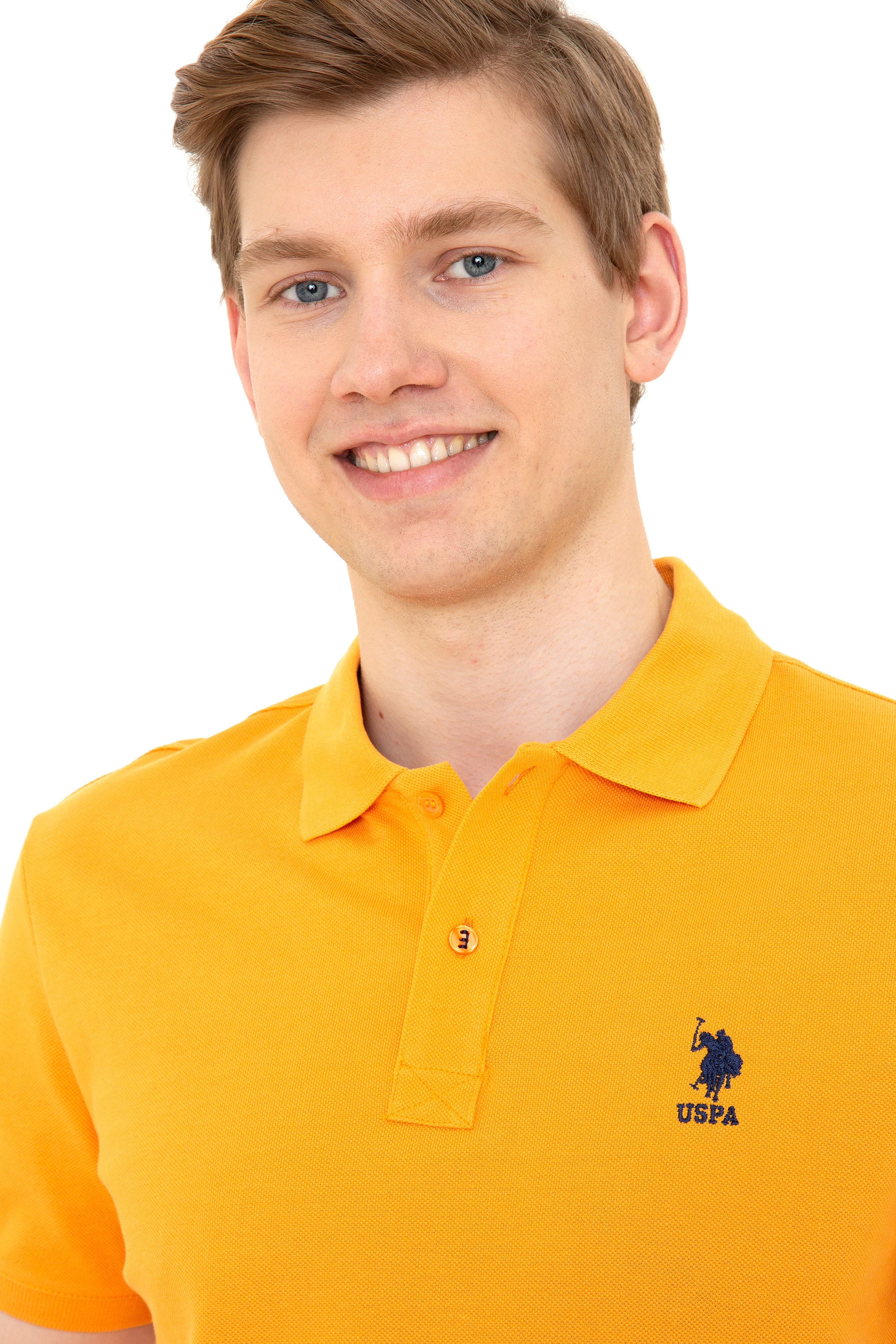 Erkek Koyu Sarı Polo Yaka Basic T-Shirt
