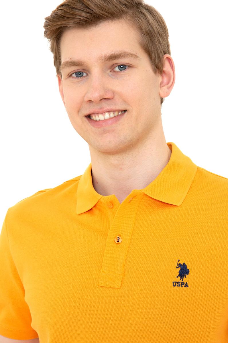 Erkek Koyu Sarı Polo Yaka Basic T-Shirt