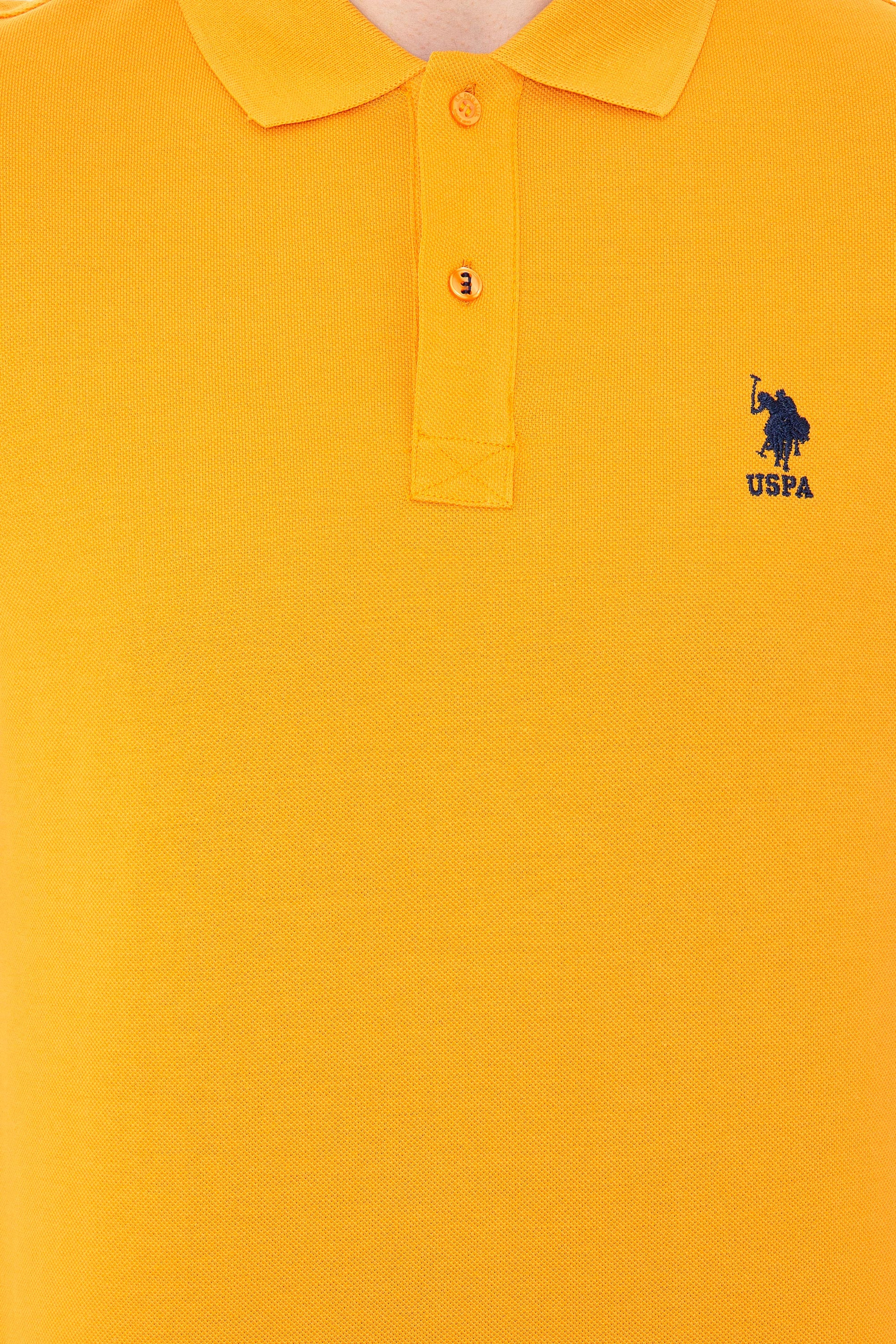 Erkek Koyu Sarı Polo Yaka Basic T-Shirt - Image 6